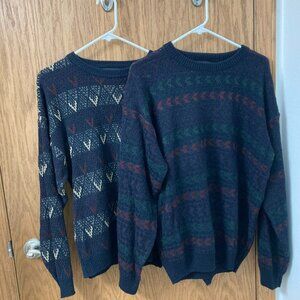 Vintage Jantzen Men's Multi Color Crewneck Sweaters - Large - Lot of 2
